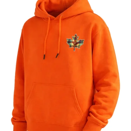 Canada Pride Tartan Leaf Print Orange Hoodie
