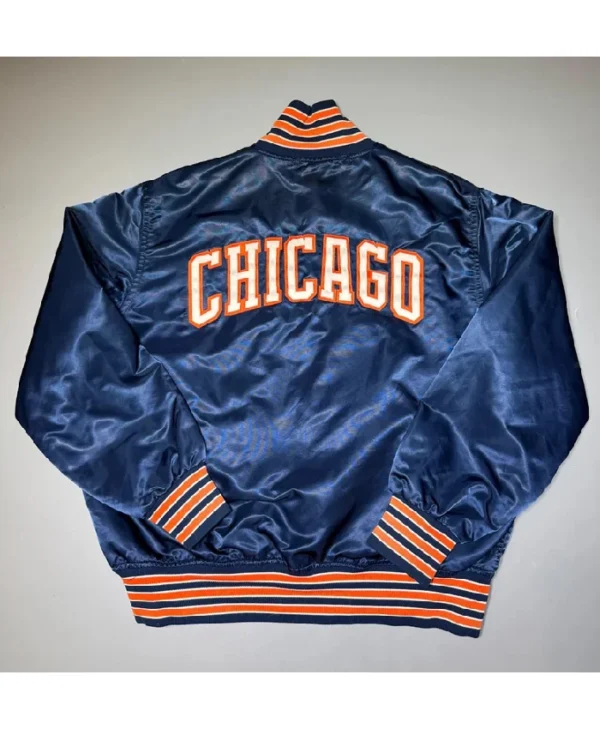Chicago Bears 80’s Navy SatinBomber Jacket
