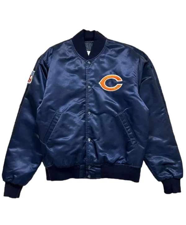 Chicago Bears 90’s Navy Satin Bomber Jacket