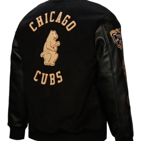 Chicago Cubs Mitchell And Ness Black Blackout Varsity Jacket