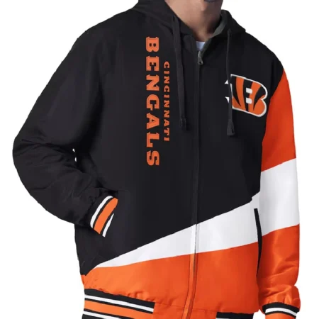 Cincinnati Bengals Color Block Full-Zip Hooded Jacket
