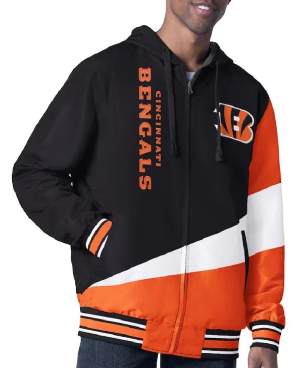 Cincinnati Bengals Color Block Full-Zip Hooded Jacket