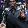 Damson Idris Lakers Game Black Leather Jacket