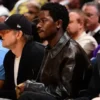 Damson Idris Lakers Game Black Leather Jacket For Sale