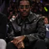 Damson Idris Lakers Game Black Leather Jacket Shop Now