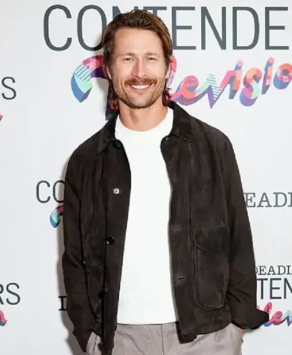 Deadline Contenders Television Glen Powell Suede Jacket
