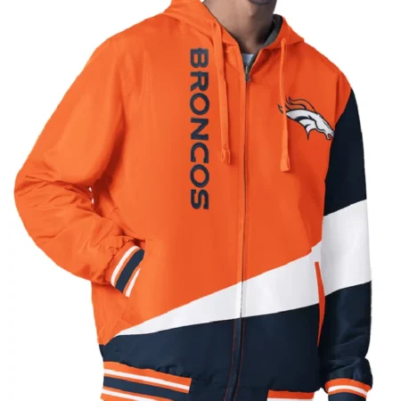Denver Broncos Color Block Full-Zip Hooded Jacket