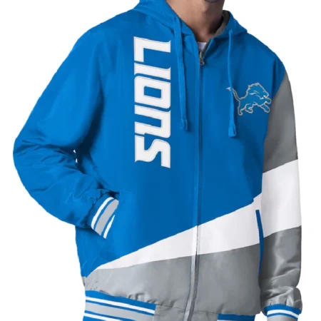 Detroit Lions Color Block Full-Zip Hooded Jacket