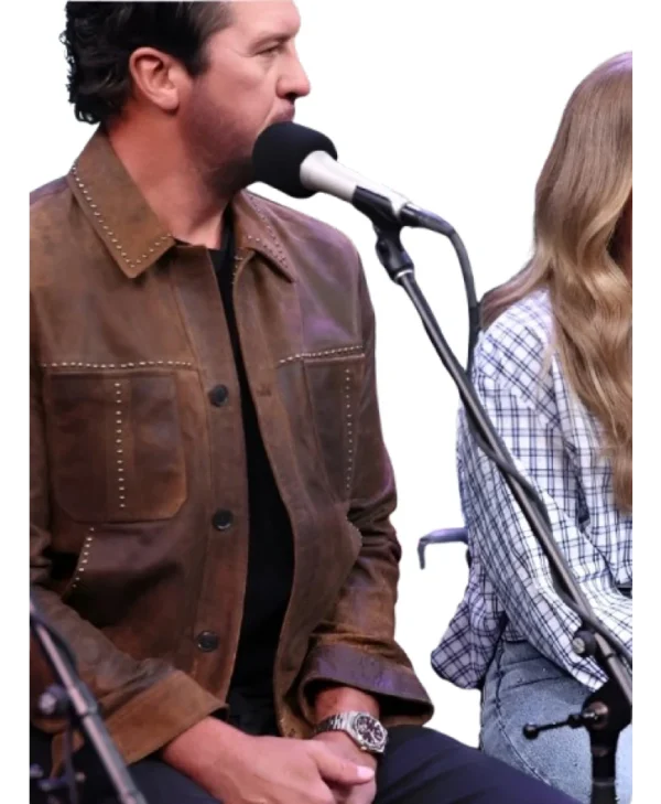 Get Luke Bryan American Idol 2026 Brown Leather Jacket