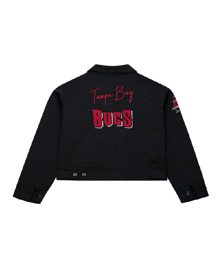 Get Tampa Bay Buccaneers Black Mechanic Cropped Jacket