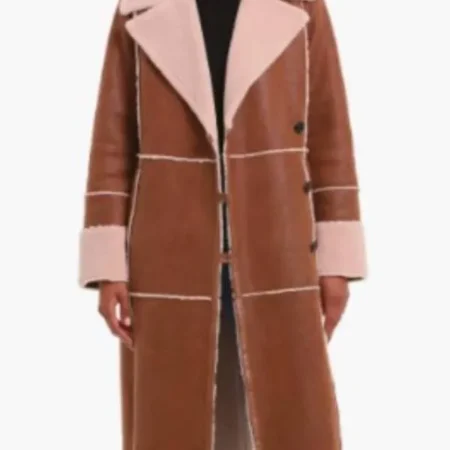 Get Top Chef S22 Gail Simmons Sherpa Leather Trench Coat