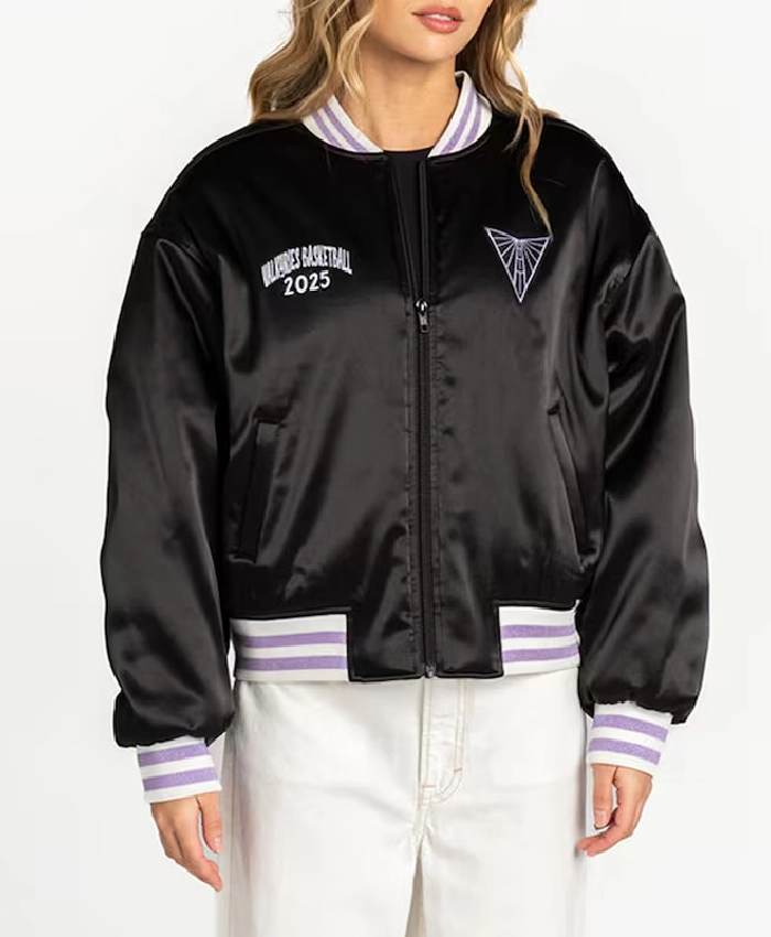 Golden State Valkyries Black Satin Bomber Jacket