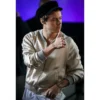 Harry Style Metallic Cream Bomber Jacket
