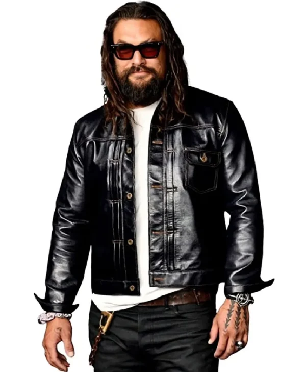 Jason Momoa CinemaCon Black Leather Jacket