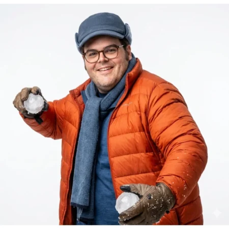 Josh Gad Couples Weekend 2026 Orange Puffer Jacket