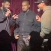 Kanye West appearing on stage Black Denim Jacket