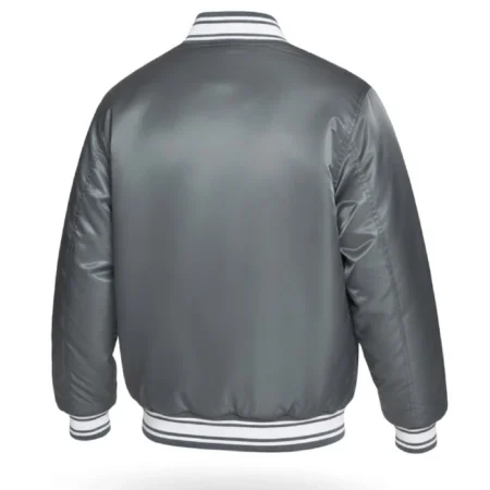 LA Dodgers Gray Satin Full Snap Varsity Jacket For Sale