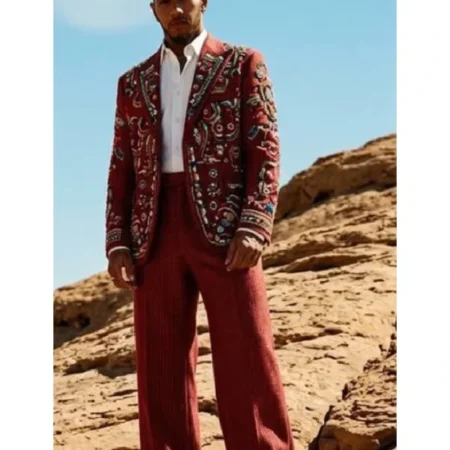 Lewis Hamilton Zardozi Red Blazer