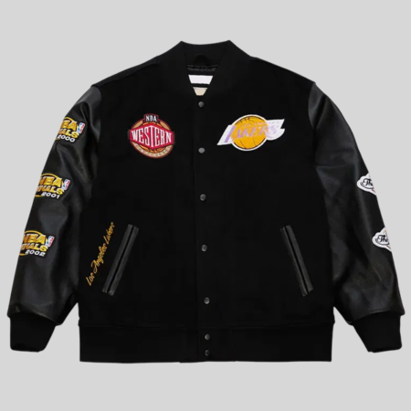 Los Angeles Lakers Black Out Vintage Logo Varsity Jacket