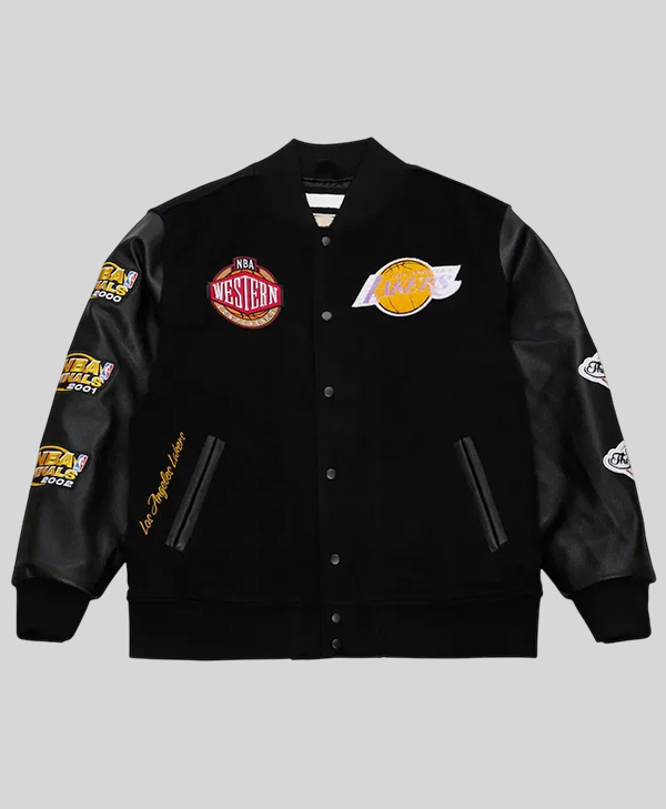 Los Angeles Lakers Black Out Vintage Logo Varsity Jacket