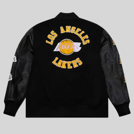 Los Angeles Lakers Black Out Vintage Logo Varsity Jacket Shop Now