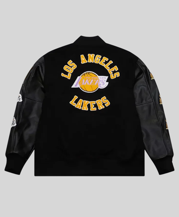 Los Angeles Lakers Black Out Vintage Logo Varsity Jacket Shop Now