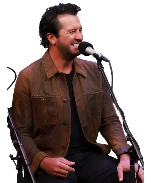 Luke Bryan American Idol 2026 Brown Leather Jacket