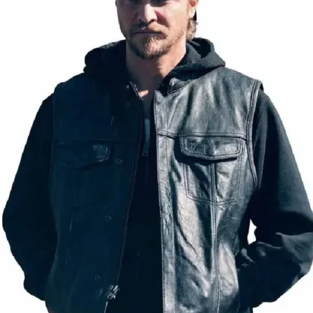 Marshals Luke Grimes Leather Biker Vest For Sale