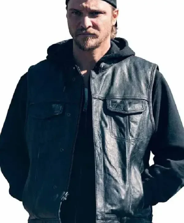 Marshals Luke Grimes Leather Biker Vest For Sale