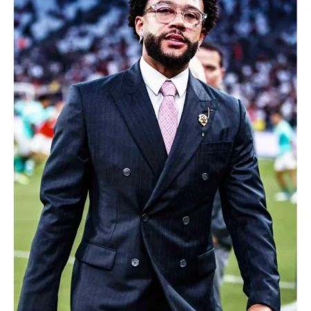 Memphis Depay Chrome Hearts Navy Suit