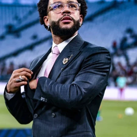 Memphis Depay Chrome Hearts Navy Suit For Sale