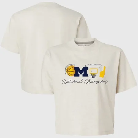 Michigan Wolverines Basketball National Champions Sketch Element Boxy T-Shirt