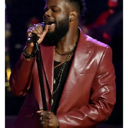 Moses G The Voice S29 Maroon Leather Blazer