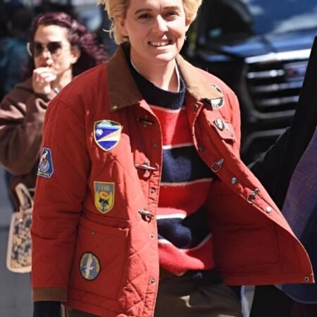 NYC 2026 Brandi Carlile Red Quilted Jacket