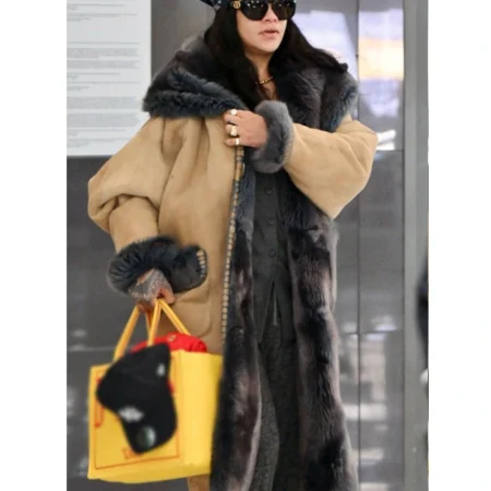 NYC 2026 Rihanna Beige Shearling Long Coat