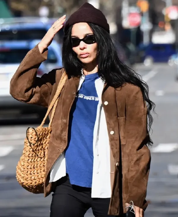 NYC 2026 Zoe Kravitz Brown Jacket