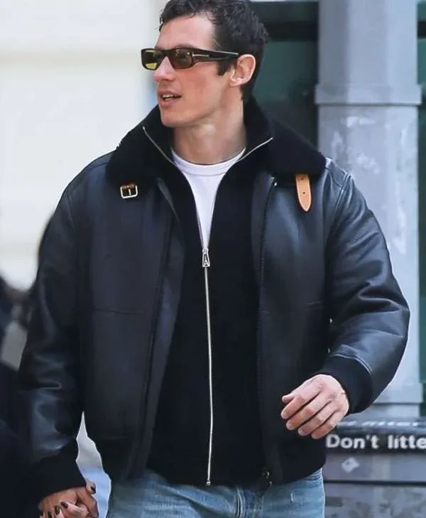 NYC Callum Turner Shearling Leather Jacket
