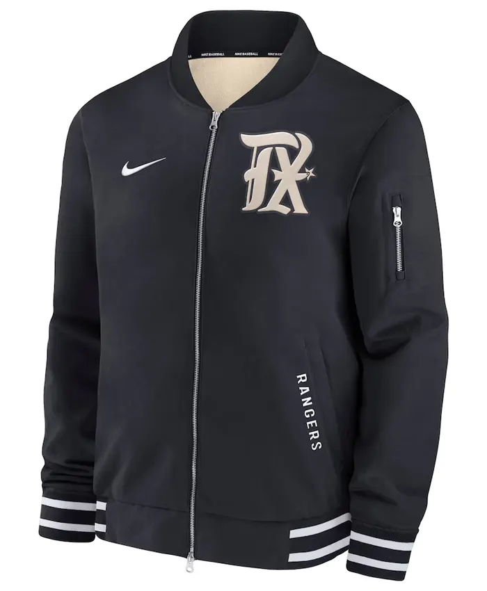Nike Texas Rangers City Connect Black Bomber Jacket