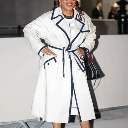 Oprah Winfrey Paris Fashion Week 2026 Contrast Trim Coat