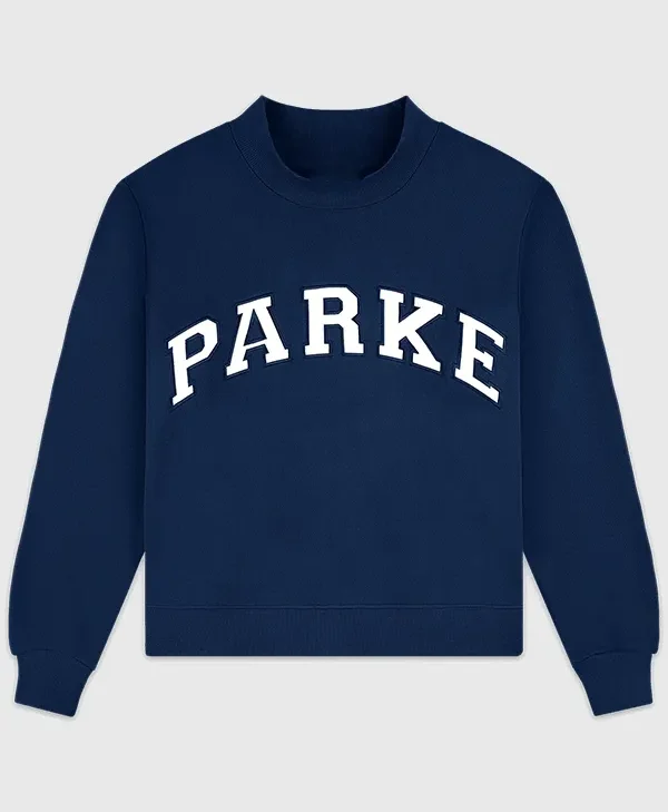 Parke Vintage Denim Varsity Mockneck Sweatshirt