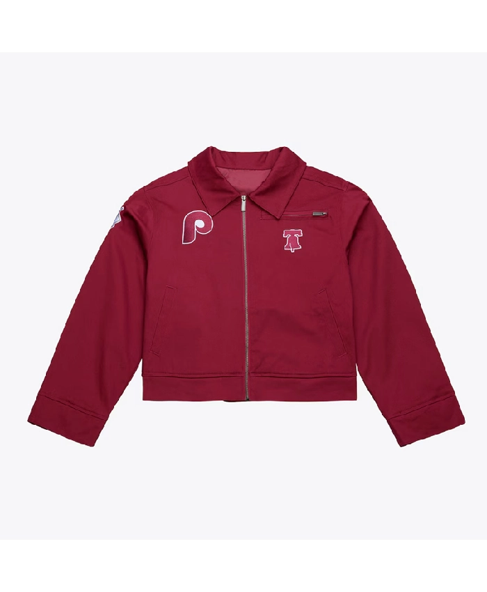 Philadelphia Phillies Burgundy Mechanic Cropped Jacket
