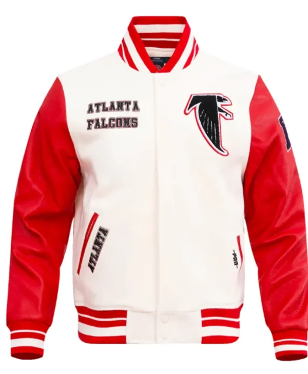 Retro Atlanta Falcons Classic Rib red and white Varsity Jacket