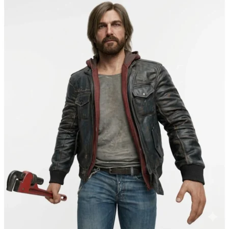 Samson Gameplay Distressed Black Leather Jacket