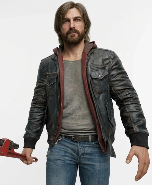Samson Gameplay Distressed Black Leather Jacket