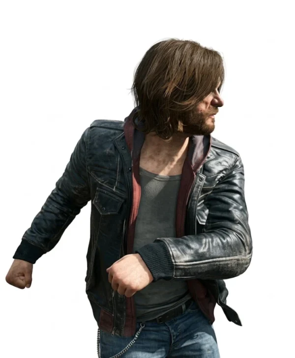Samson Gameplay Distressed Black Leather Jacket For Sale