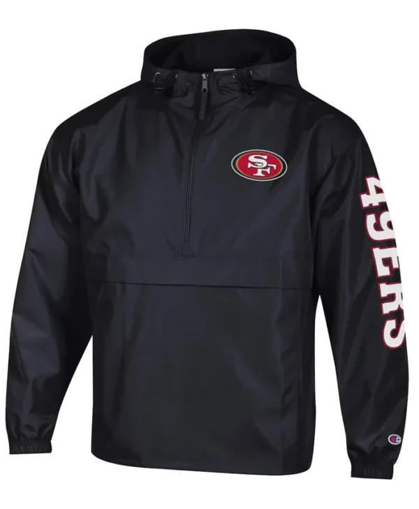 San Francisco 49ers Champion Black Packable Hooded Jacket