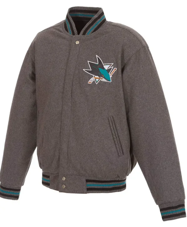 San Jose Sharks Gray Varsity Wool Jacket