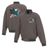 San Jose Sharks Gray Varsity Wool Jacket For Sale