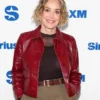Sharon Stone SiriusXM Red Leather Jacket