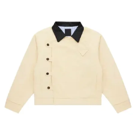 Shinzo 15oz Beige Canvas Cowhide Collar Workwear Jacket